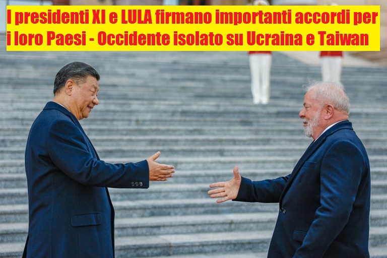 i presidenti Xi e LULA si stringono la mano