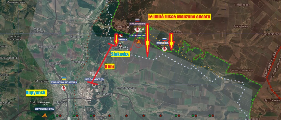 Mappa di libero uso situazione presso Kupyansk
