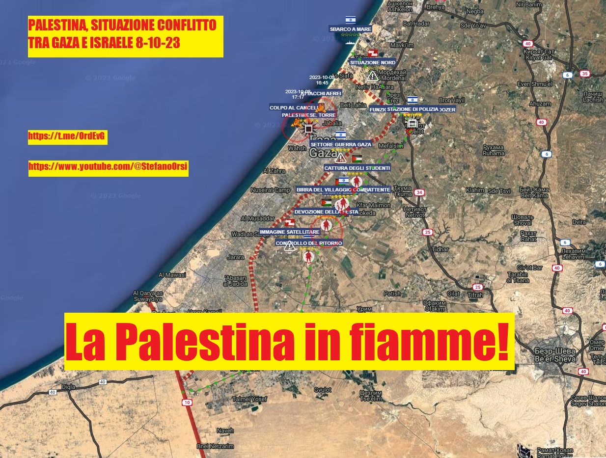 mappa delle operazioni di Hamas e risposta israeliana